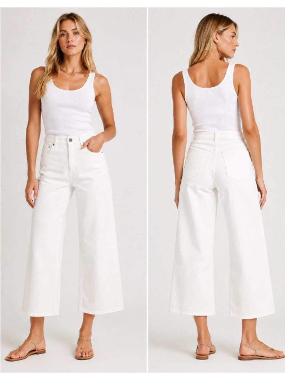 Madewell Tall The Perfect Vintage Wide Leg Crop Jeans Minimalist White Denim 32T